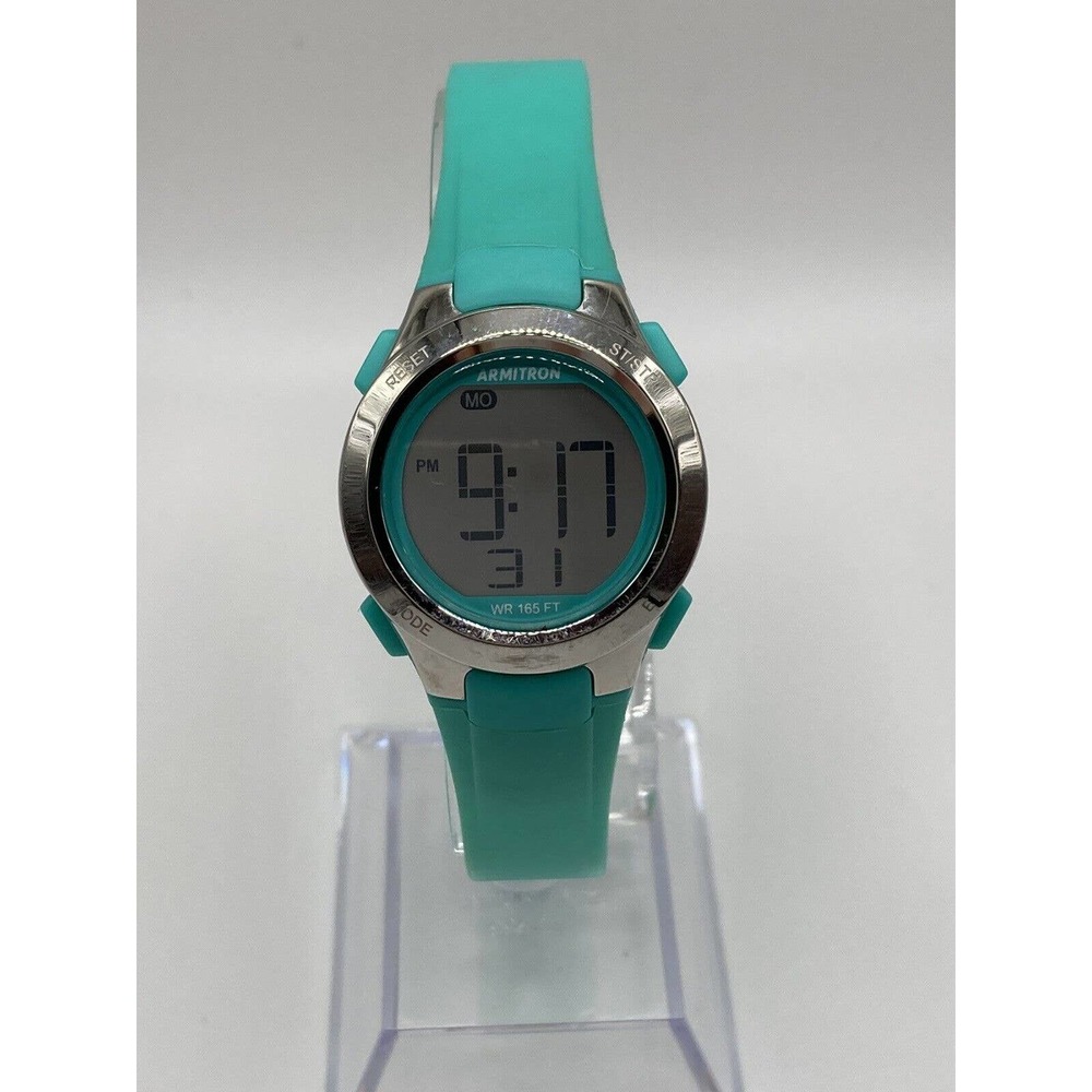 Armitron Pro Sport Ladies Green Silicone Digital Watch W/R 165ft New Batt